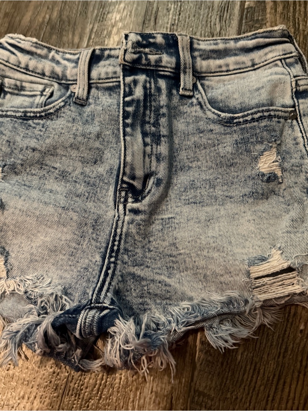KanCan Light Blue Distressed Denim Shorts